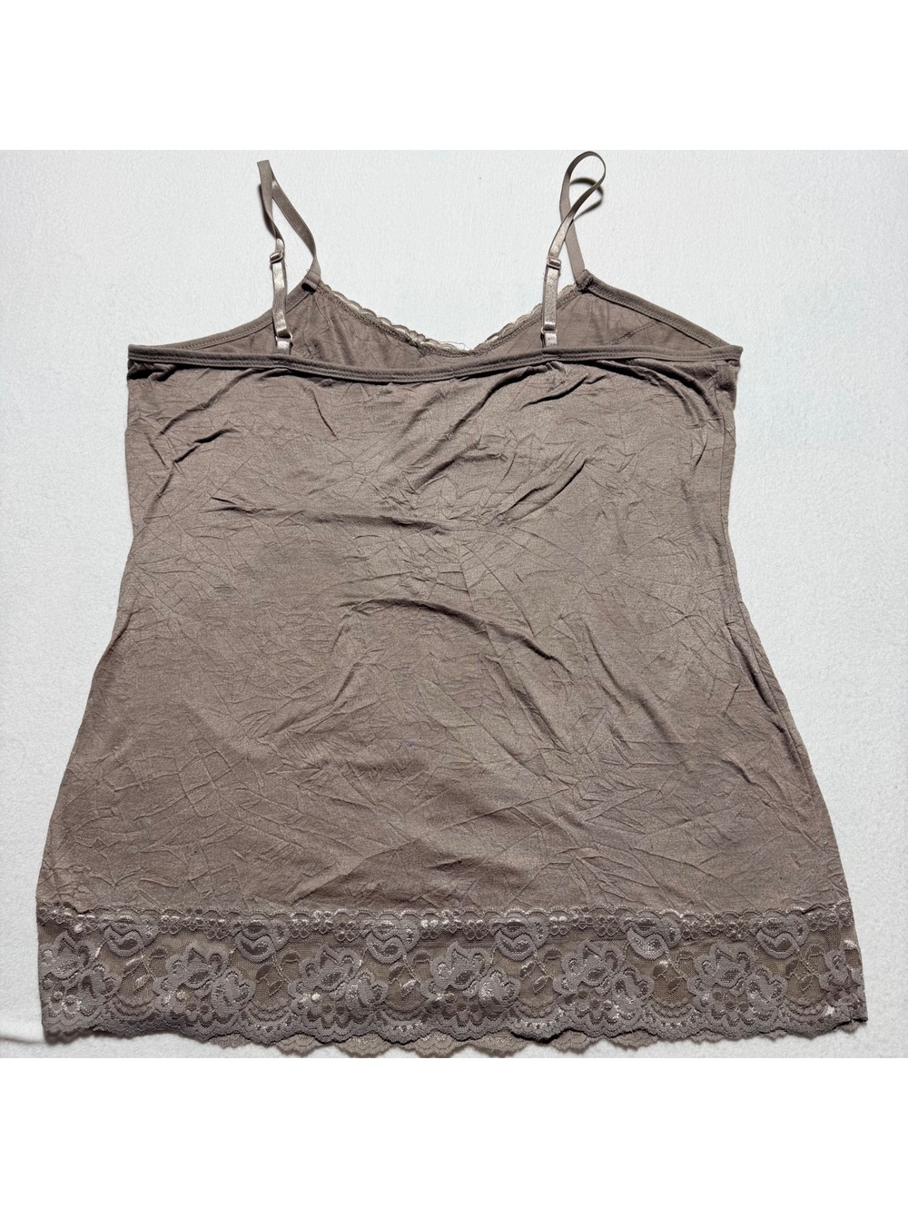 Brown Lace Trim Camisole Tank Top